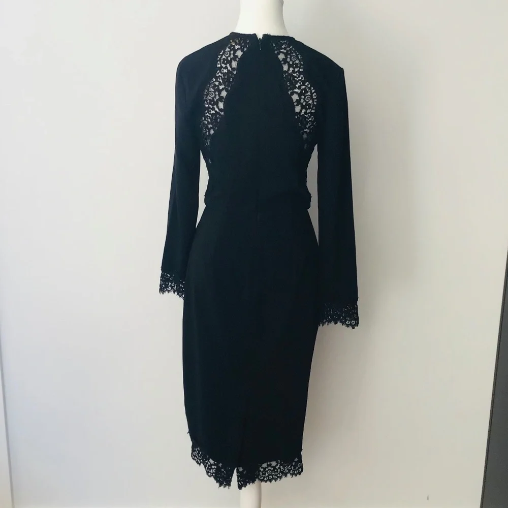 ZIMMERMANN size 1 (8/10) black lace fitted cocktail dress with long sleeves - Picture 6 of 9